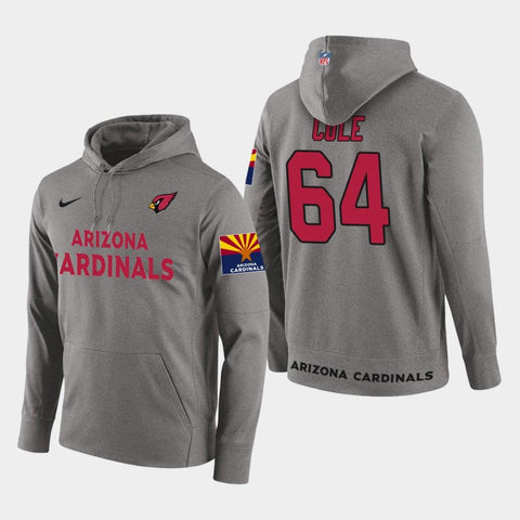 Men's Arizona Cardinals #64 Mason Cole NFL Draft Performance Hoodie - Gray