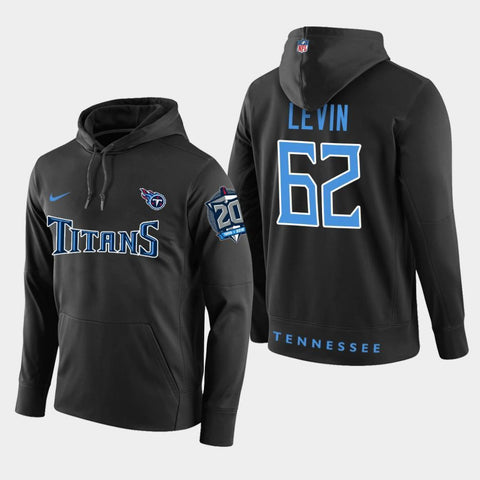 Men's Tennessee Titans #62 Corey Levin 20th Anniversary Patch Pullover Hoodie - Black