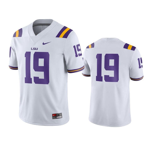 LSU Tigers #19 White Game Jersey