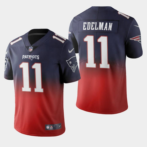 Men's New England Patriots #11 Julian Edelman Color Crash Gradient Navy Jersey