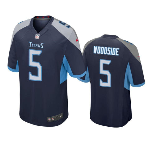 Tennessee Titans #5 Logan Woodside Navy Game Jersey