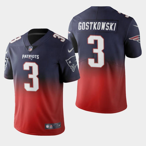 Men's New England Patriots #3 Stephen Gostkowski Color Crash Gradient Navy Jersey