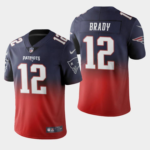 Men's New England Patriots #12 Tom Brady Color Crash Gradient Navy Jersey