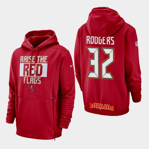 Men's Tampa Bay Buccaneers #32 Jacquizz Rodgers Sideline Lockup Pullover Hoodie - Red