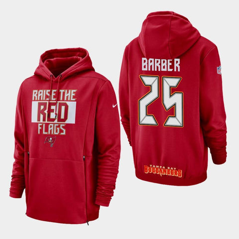 Men's Tampa Bay Buccaneers #25 Peyton Barber Sideline Lockup Pullover Hoodie - Red