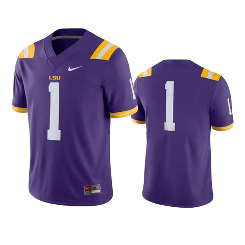 LSU Tigers #1 Purple College Football Game Jersey