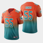 Men's Miami Dolphins #55 Jerome Baker Color Crash Gradient Aqua Jersey