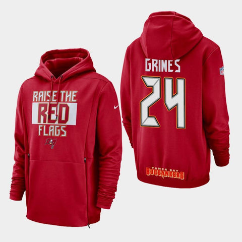 Men's Tampa Bay Buccaneers #24 Brent Grimes Sideline Lockup Pullover Hoodie - Red