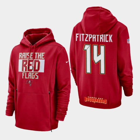 Men's Tampa Bay Buccaneers #14 Ryan Fitzpatrick Sideline Lockup Pullover Hoodie - Red