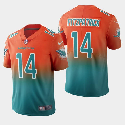 Men's Miami Dolphins #14 Ryan Fitzpatrick Color Crash Gradient Aqua Jersey