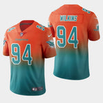 Men's Miami Dolphins #94 Christian Wilkins Color Crash Gradient Aqua Jersey