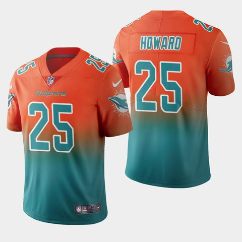 Men's Miami Dolphins #25 Xavien Howard Color Crash Gradient Aqua Jersey