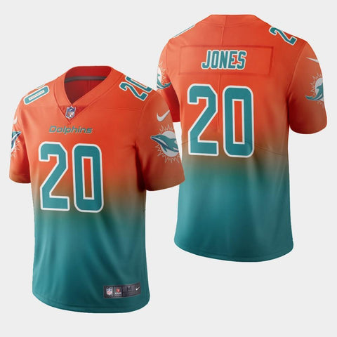 Men's Miami Dolphins #20 Reshad Jones Color Crash Gradient Aqua Jersey