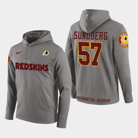 Men's Washington Redskins #57 Nick Sundberg New Season Player Pullover Hoodie - Gray