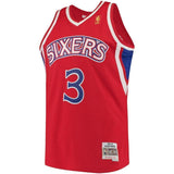 3-Allen Iverson Philadelphia 76ers  1996-97 Hardwood Classics Swingman Jersey - Red