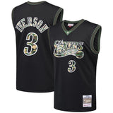 3-Allen Iverson Philadelphia 76ers  Straight Fire Camo Swingman Jersey – Black