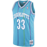 33-Alonzo Mourning Charlotte Hornets  Hardwood Classics Swingman Jersey – Teal
