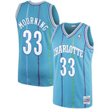 33-Alonzo Mourning Charlotte Hornets  Hardwood Classics Swingman Jersey – Teal