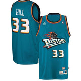 33-Grant Hill Detroit Pistons  Throwback Road Hardwood Classics Swingman climacool Jersey - Teal