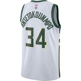 34-Giannis Antetokounmpo Milwaukee Bucks Swingman Jersey White - Association Edition