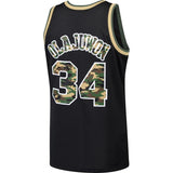 34-Hakeem Olajuwon Houston Rockets  Straight Fire Camo Swingman Jersey – Black