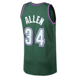 34-Ray Allen Milwaukee Bucks Mitchell & Ness 1996-97 Hardwood Classics Swingman Jersey - Kelly Green