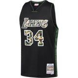 34-Shaquille O'Neal Los Angeles Lakers  Straight Fire Camo Swingman Jersey – Black