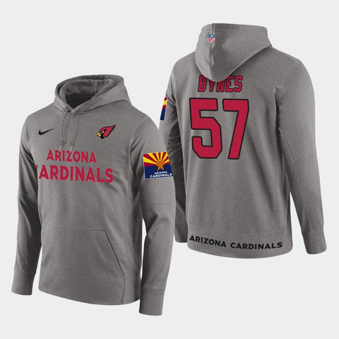 Men Arizona Cardinals #57 Josh Bynes New Season Player Pullover Hoodie - Gray