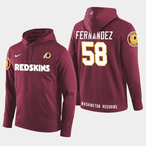 Men's Washington Redskins #58 Jerod Fernandez New Season Player Pullover Hoodie - Burgundy