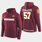 Redskins #57 Nick Sundberg Player Pullover Hoodie - Burgundy