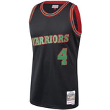 4-Chris Webber Golden State Warriors  Hardwood Classics Christmas Swingan Collection Jersey – Black