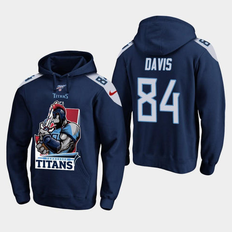 Men's Tennessee Titans #84 Corey Davis Cartoon Mascot Pullover Hoodie - Light Blue