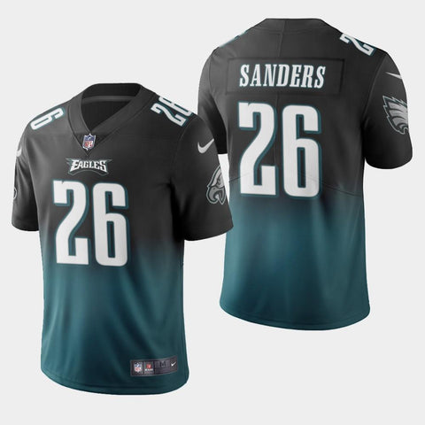 Men's Philadelphia Eagles #26 Miles Sanders Color Crash Gradient Midnight Green Jersey