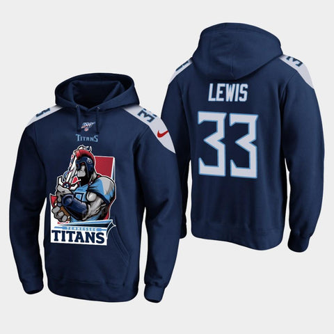 Men's Tennessee Titans #33 Dion Lewis Cartoon Mascot Pullover Hoodie - Light Blue