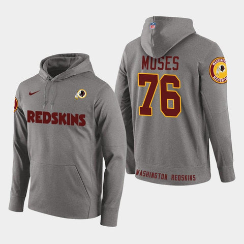 Men's Washington Redskins #76 Morgan Moses New Season Player Pullover Hoodie - Gray