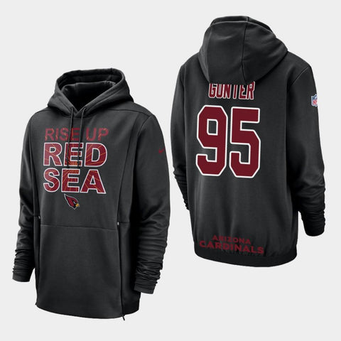 Men's Arizona Cardinals #95 Rodney Gunter Sideline Lockup Pullover Hoodie - Black