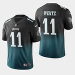 Men's Philadelphia Eagles #11 Carson Wentz Color Crash Gradient Midnight Green Jersey