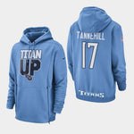 Men's Tennessee Titans #17 Ryan Tannehill Sideline Lockup Pullover Hoodie - Blue