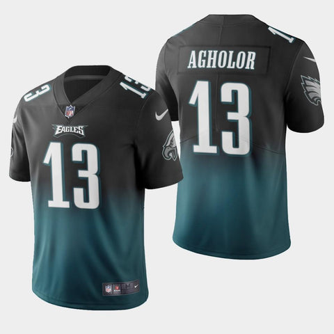 Men's Philadelphia Eagles #13 Nelson Agholor Color Crash Gradient Midnight Green Jersey