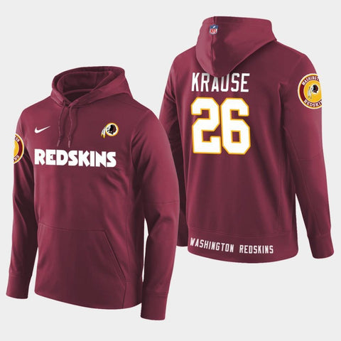 Men's Washington Redskins #26 Paul Krause Retired Player Pullover Hoodie - Burgundy