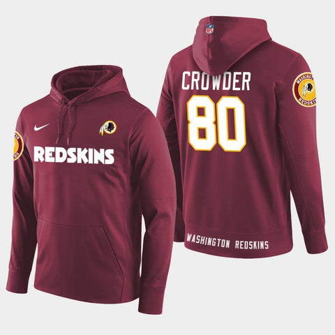 Men's Washington Redskins #80 Jamison Crowder New Season Player Pullover Hoodie - Burgundy
