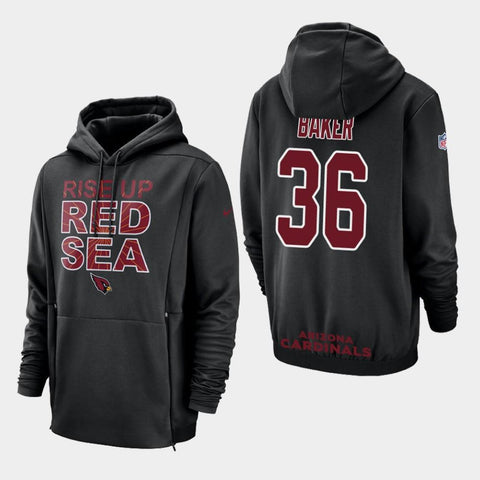 Men's Arizona Cardinals #36 Budda Baker Sideline Lockup Pullover Hoodie - Black