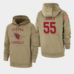 Men's Chandler Jones Arizona Cardinals Salute to Service Sideline Therma Pullover Hoodie - Tan