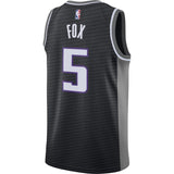 5-De'Aaron Fox Sacramento Kings  Swingman Jersey - Statement Edition – Black