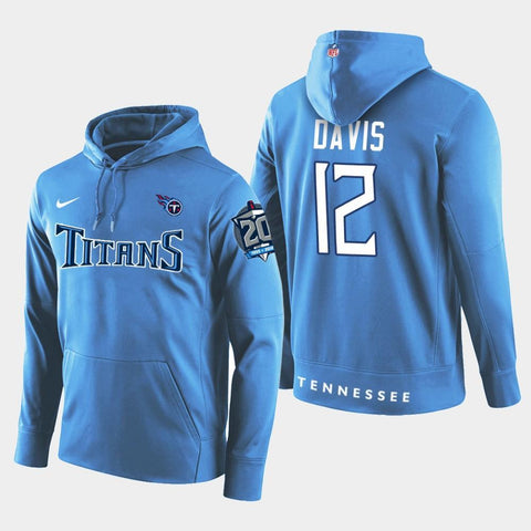 Men's Tennessee Titans #12 Austin Davis New Season Player Pullover Hoodie - Blue