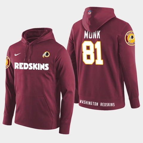 Men's Washington Redskins #81 Art Monk Retired Player Pullover Hoodie - Burgundy