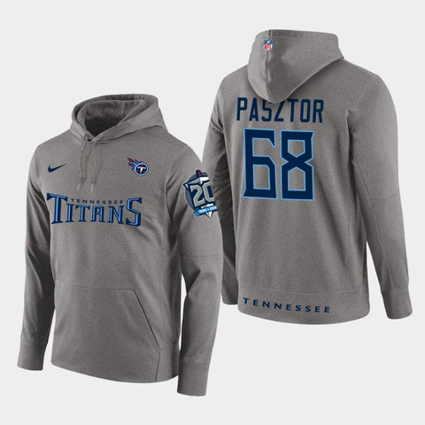 Men's Tennessee Titans #68 Austin Pasztor New Season Player Pullover Hoodie - Gray