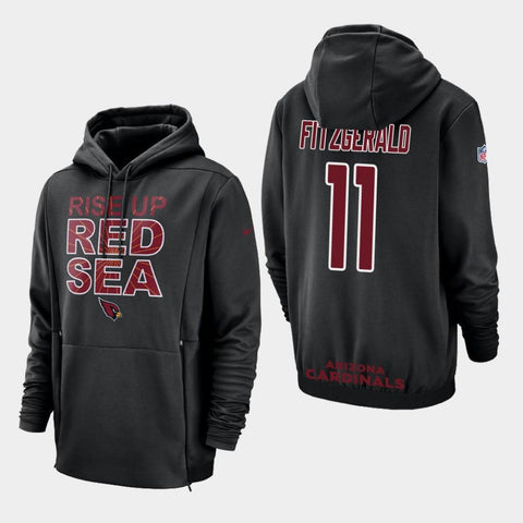 Men's Arizona Cardinals #11 Larry Fitzgerald Sideline Lockup Pullover Hoodie - Black