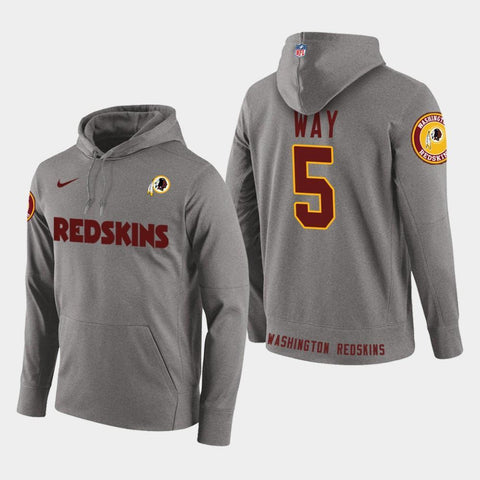 Redskins #5 Tress Way Player Pullover Hoodie - Gray