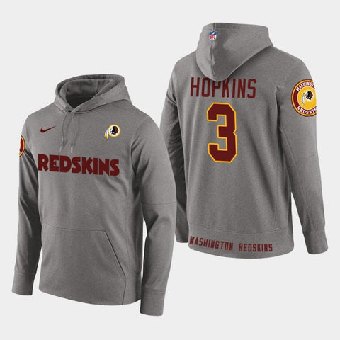 Men's Washington Redskins #3 Dustin Hopkins New Season Player Pullover Hoodie - Gray